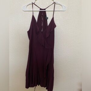 Plum mini dress with tied back